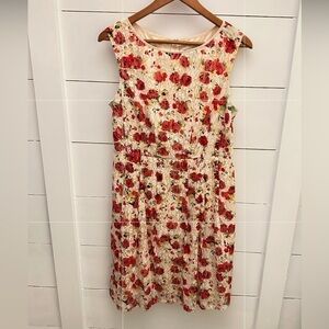 ADRIANNA PAPELL Cream Lace floral midi woman sophisticated classic chic dress 12